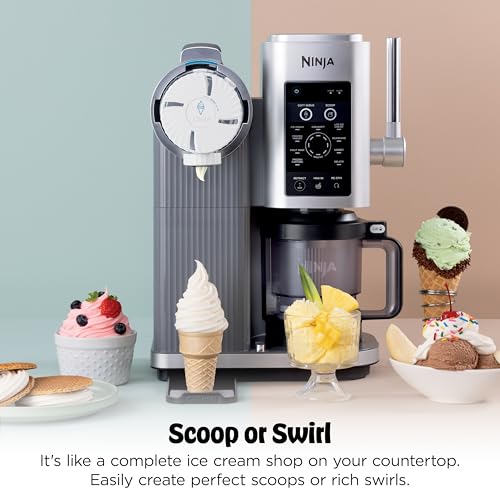 Ninja CREAMi Scoop & Swirl Ice Cream Maker, Soft Serve Desserts, Sorbet, Milkshakes, Frozen Yogurt and More, 13-in-1 Programs, Includes Handle and Two 16 oz 2-in-1 Pints, NC701