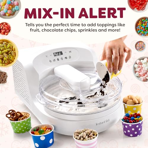 Instant Pot InstantChill Ice Cream Maker with Built‑In Compressor, No Pre‑Freezing, Real Ice Cream in Minutes*, Gelato, Sorbet, Rolled, Non‑Dairy, Mix‑Ins, Easy Clean Up, Quiet, Makes Up to 2 Pints