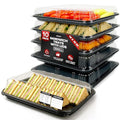 10 Pack Catering Trays with Lids – 13" Serving Tray with Lid, Heavy Duty Recyclable Plastic Party Platters for Catering, Buffet, Picnics & Events – Food Trays with Clear Lid (13.39 × 9.84 × 2.95 inch)