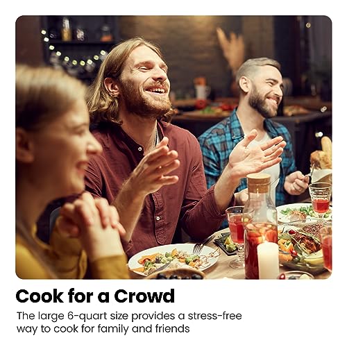 Chefman 6 Quart Slow Cooker with Locking Lid, Ceramic Crock with Portable Cook and Carry Travel Latching Lock, Large Easy Clean Dishwasher Safe Pot Insert, Manual 3 Heat Settings, Stainless Steel