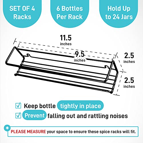 Spice Rack Wall Mounted 4 Tier – Space-Saving Kitchen Spice Organizer for Seasonings – Screw or Adhesive Hanging – Wall Mount Hanging Spice Rack for Wall, Cabinet, Pantry Door 2.5x 2.5x11.5 in
