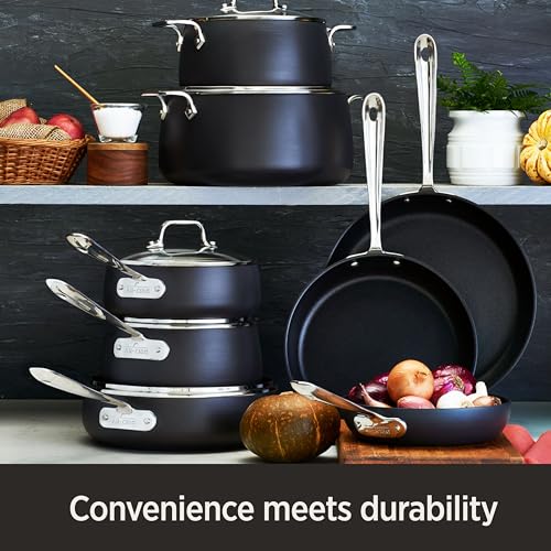 All-Clad HA1 Hard Anodized Nonstick Sauté Pan 4 Quart Induction Oven Broiler Safe 500F Pots and Pans, Cookware Black