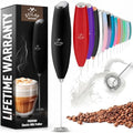 Zulay Kitchen Milk Frother Handheld Electric Whisk – Frother Wand, Durable Drink Mixer, Coffee Frother, Hand Blender, Frother for Protein Powder, Matcha & More - Black
