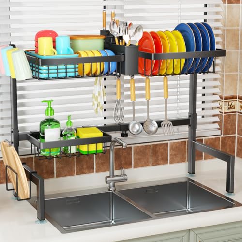 SNSLXH 2-Tier Over The Sink Dish Drying Rack, Kitchen Dish Drying Rack