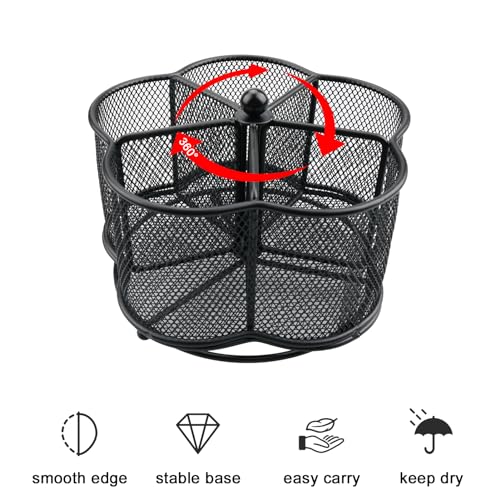Business King 360° Rotating Silverware Utensil Caddy Holder - 5 Compartment Whirling Utensil Holder Kitchen Countertop Organizer for Spoon Fork Flatware Storage for Home or Outdoor Picnic Camping