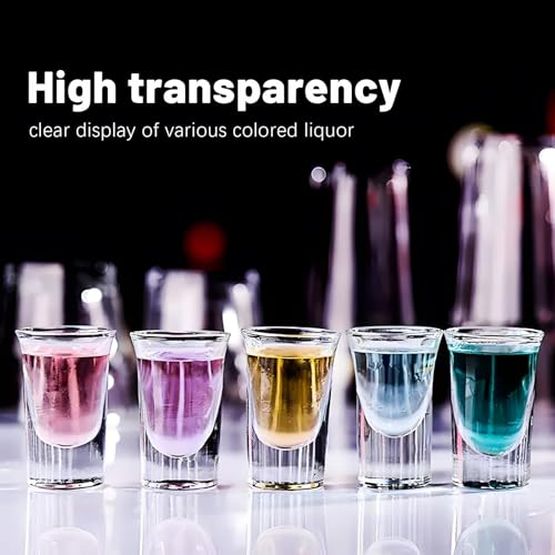SUN GKOTTA 60-Pack 1 OZ Glass Shot Glasses set with 10 Pourers - Heavy Base shot Glasses bulk for Bar, Party, and Gifts
