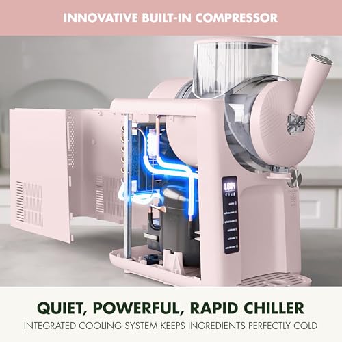 GreenPan Frost Ice Cream Maker & Slushie Machine, Soft Serve, Sorbet, Margaritas, Milkshakes, Frozen Yogurt, No Pre-Freezing, Ready in 15 Mins, 6 Modes, 7 Textures, Self-Cleaning, Family Size, Pink