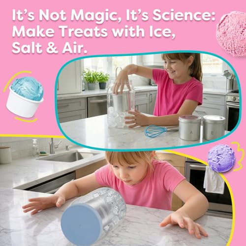 Aizweb Ice Cream Maker for Kids-Science Kits to Make Your Own Ice Cream | STEM Educational Food Science Experiments,Birthday Gifts for Boys&Girls Ages 5–14 | Includes Visual Recipes,Scoop,Cans&Whisks