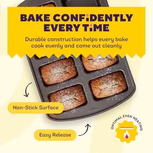 Wilton Gold Non-Stick Bakeware Mini Loaf - Baking Pan for Mini Banana Breads, Cakes & More - Made Without PFAS - Offers Even Heat Distribution & Hassle-Free Cleaning - 15 x 10 x 1.6 Inch, 8 Cavity