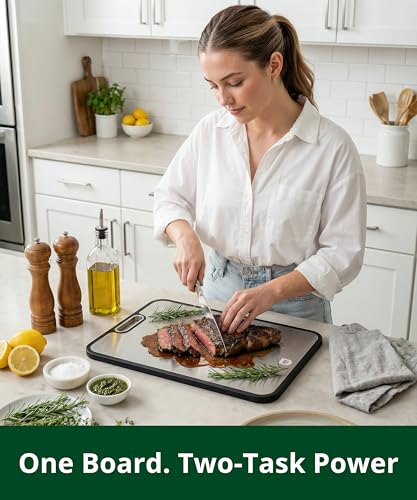 ROYAL CRAFT WOOD Bamboo Cutting Board with Juice Groove - Kitchen Chopping Board for Meat Cheese and Vegetables, Heavy Duty Serving Tray