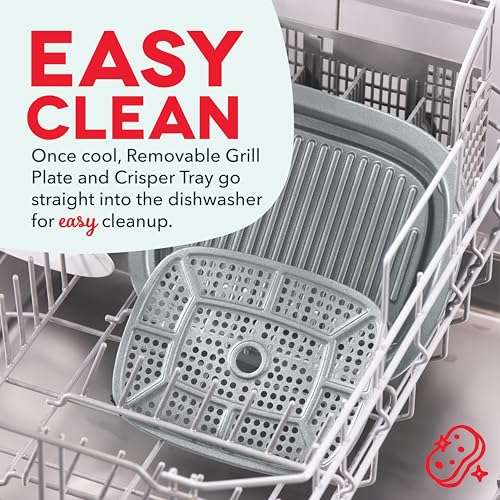 Dash Flip & Fry™ Digital 2-in-1 Grill & Air Fryer - Has AirCrisp® Technology - Digital Touchscreen, Ceramic Nonstick Grill Plate & Special Dehydrate Function - 3 Quarts - Forged Iron