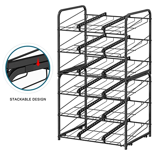 BTY Can Organizer for Pantry Stackable 2 Pack, Can Storage Organizer Rack Stacking Can Dispensers Small Space Holds up to 36 Cans for Pantry, Kitchen, Cabinet Black