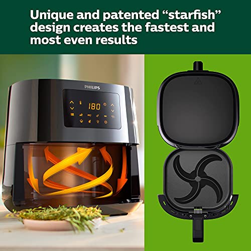 Philips Kitchen Appliances Essential XL 2.65lb/6.2L Capacity Digital Airfryer with Rapid Air Technology, Easy Clean Basket, Black- HD9270/91 (Renewed)