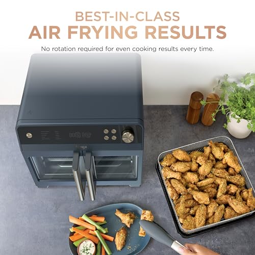 Ninja | French Door Premier Air fry Oven | 10-in-1 functions | 20.3-qt capacity | 5-qt Air Fry Basket, Sheet Pan, Wire Rack, Broil Rack | PFAS-free, Dishwasher-Safe Accessories | Cyberspace | FO101BL