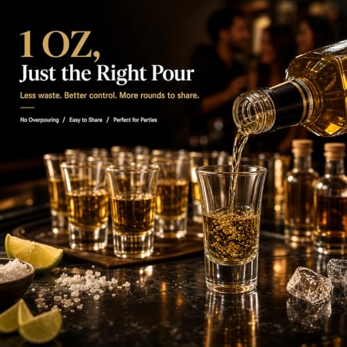 Ruckae 12 Pack 1oz Shot Glasses Set with Heavy Base Clear Shot Glasses Bulk for Vodka Tequila Whiskey Liquor