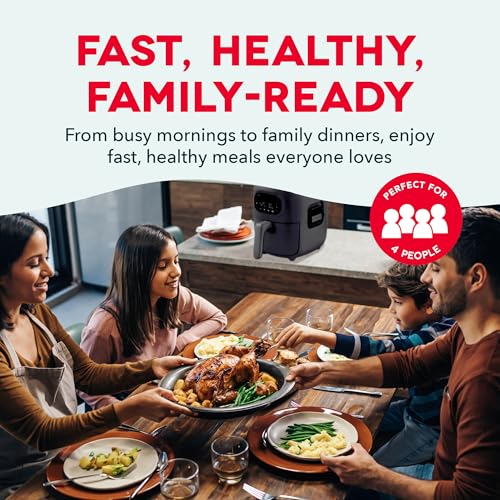 Dash Flip & Fry™ Digital 2-in-1 Grill & Air Fryer - Has AirCrisp® Technology - Digital Touchscreen, Ceramic Nonstick Grill Plate & Special Dehydrate Function - 3 Quarts - Navy