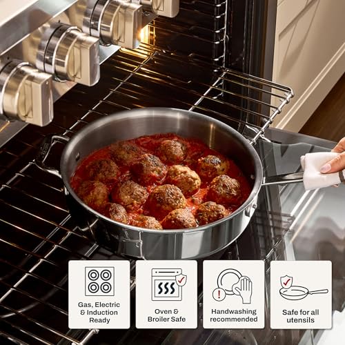 All-Clad D3® Stainless Steel 6 Piece Cookware Set- Made in USA- Includes 12" Fry Pan, 2 Qt Saucepan, 4 Qt Sautépan, Professional Grade -Oven Safe & Induction Compatible