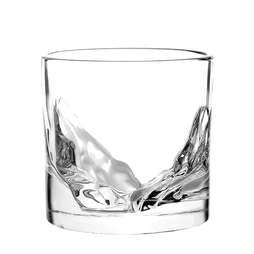 LIITON Grand Canyon Heavy Crystal Whiskey Glasses Gift Set of 2, Thick Freezable Bourbon Glass 1lb Each, Premium Whiskey Gifts for Men, Frozen Crystal Chills Cocktails Collins Glass, 10 oz