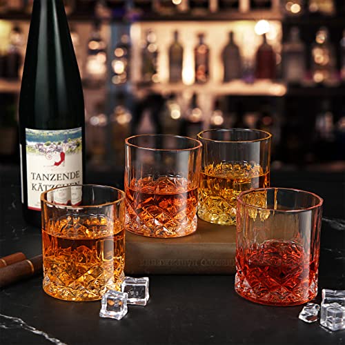 Mimorou 12 Pack Whiskey Glasses 10 oz Old Fashioned Glasses in Bar and Party Bourbon Glass, Rocks Glass, Cocktail Liquor Whiskey Lover Gift Christmas Gifts for Men, Dad, Father(Elegant)