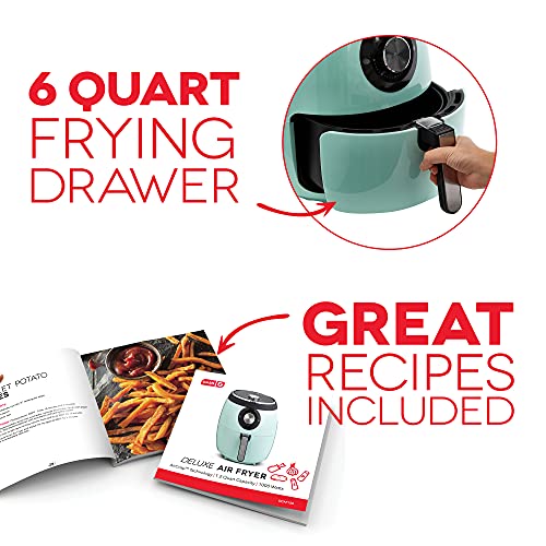 Dash Deluxe Air Fryer - Adjustable Temperature Control & Auto Shut-Off Feature - AirCrisp® Technology - Spacious Nonstick Basket - 1700 Watt - 6 Quarts - Aqua