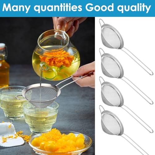 20 Pack Stainless Steel Cocktail Strainers - 3.2" Silver Cone Shaped Bar Strainers for Tea, Coffee, Drinks, Long Handle Kitchen & Bar Tool