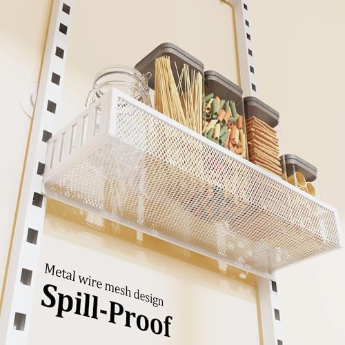 SEFILENCE Over the Door Pantry Organizer, 8-Tier Over the Door Spice Rack with Adjustable Baskets, Wall-Mounted or Hanging Shelves for Kitchen, Laundry Room, Bathroom(White, 16.65"W x 5.2"D x 72.6"H)