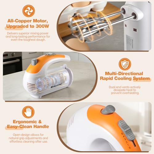 5-Speed 300W Hand Mixer Electric – Powerful Compact for Baking