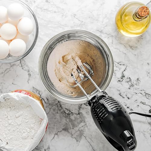 AIWA 5-Speed Hand Mixer with Eject Button, Electric Handheld Mixer for Cream, Batter, Eggs & Baking, Stainless Steel Beaters, Dishwasher-Safe, Lightweight Compact Design, Black