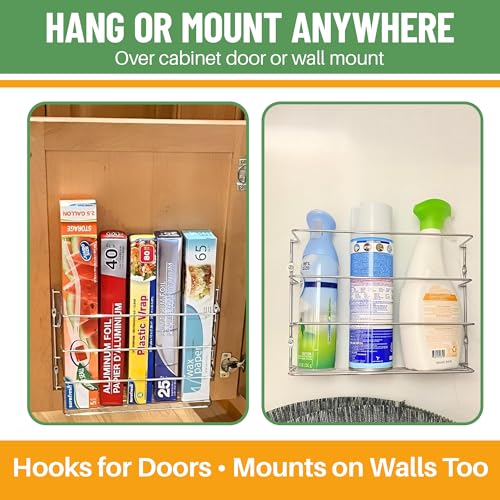 Evelots Kitchen Wrap & Food Bag Organizer Basket, Wall or Cabinet Door Mount, 2-Pack - White