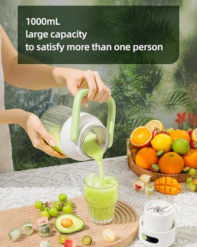 ZHENMI Portable Blender, Personal Blender for Smoothies & Shakes, Cordless, 33oz BPA-Free Vessel, 18000RPM Motor, Leakproof Lid with Sip Spout, USB-C Rechargeable, Easy-to-Clean Parts (Green)