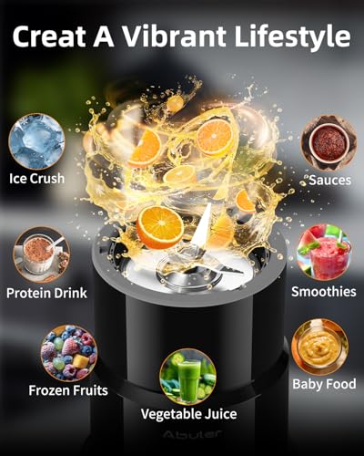 Blender for Smoothie, Abuler 1200W Personal Blender for Shake and Smoothies for Kitchen with 2 No-BPA 20oz Portable Cups, Single Serve Smoothies Maker Mixer for Juices, Nutritious Recipe