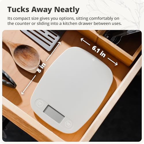 Greater Goods Food Scale – Digital Kitchen Scale, 1g Precision, Easy-Tare & Quick Conversion, Slim Compact Design, Durable & Portable | Ideal for Cooking, Baking & Meal Prep (Ash Gray)