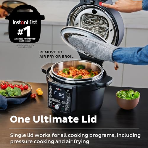 Instant Pot Duo Crisp Ultimate Lid,13-in-1 Air Fryer&Pressure Cooker Combo, Sauté, Slow Cook, Bake, Steam, Warm, Roast, Dehydrate, Sous Vide&Proof, App With Over 800 Recipes,1500 watts,6.5 Quart,Black