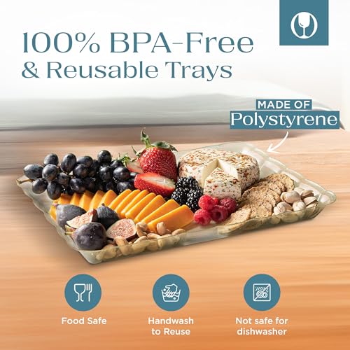 Posh Setting - Glitter Gold Serving Trays for Party, 9x13 Plastic Platters & Food Trays