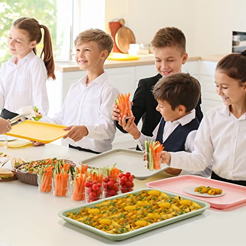 Mumufy 24 Pcs Plastic Fast Food Trays Bulk Colorful Restaurant Serving Trays Cafeteria Rectangular Plastic Serving Platter Grill for Kitchen Restaurant Coffee (Elegant Color)