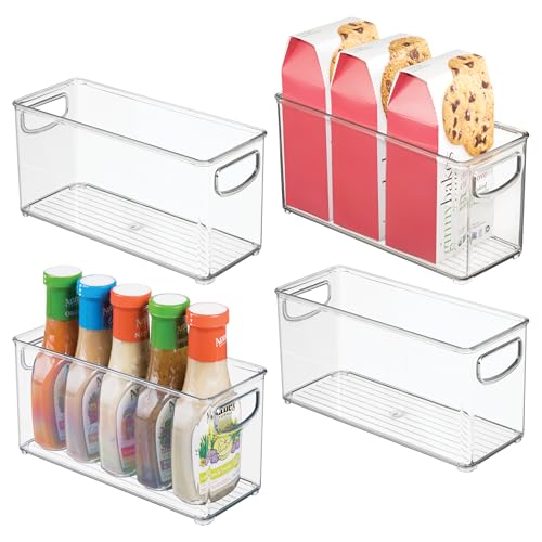 iDesign Slim Clear Plastic Stackable Storage Bin, Tall Narrow, 4-Pack