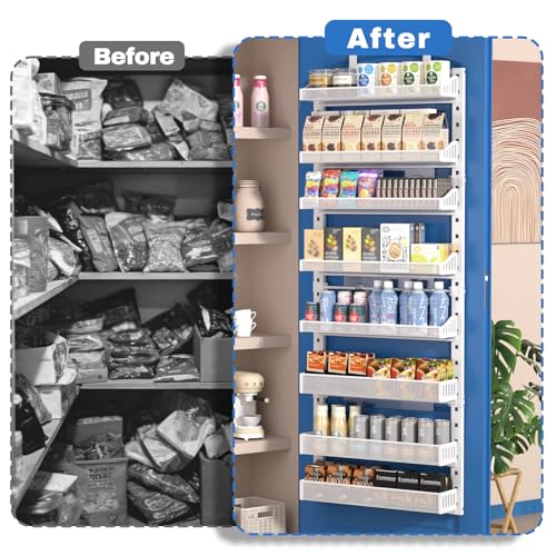 coobest 8-Tier Over the door Spice Rack Organizer, Large Heavy Duty Metal Wall Mount or Over The Door, 2 in 1 Rust-Proof Hanging Storage Shelf for Kitchen Pantry, Bathroom, Laundry Room, Closet