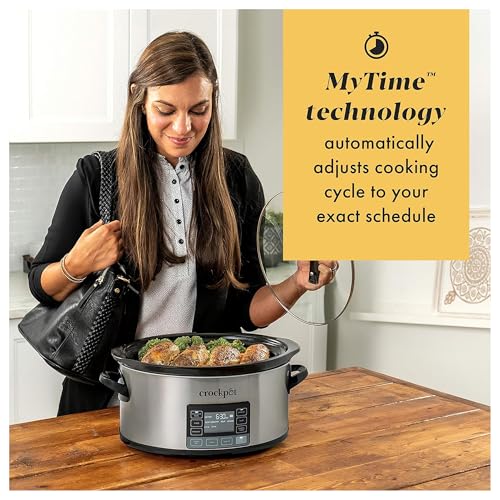 Crock-Pot MyTime Technology 6 Quart Programmable Slow Cooker and Food Warmer with Digital Timer, Stainless Steel (2137020)