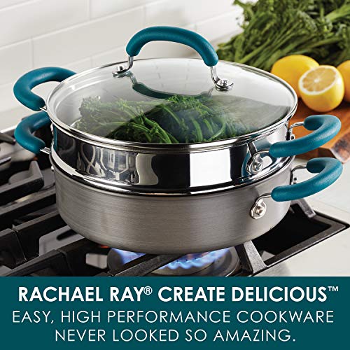 Rachael Ray Create Delicious Hard Anodized Aluminum Nonstick Steam Set, 3-Quart, Gray