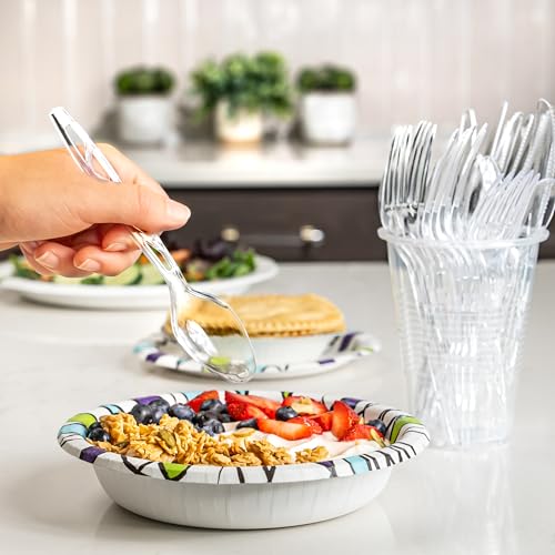 Amazon Basics Disposable Clear Plastic Spoons, Premium Quality, 100 Count, Large Pack, Packaging May Vary