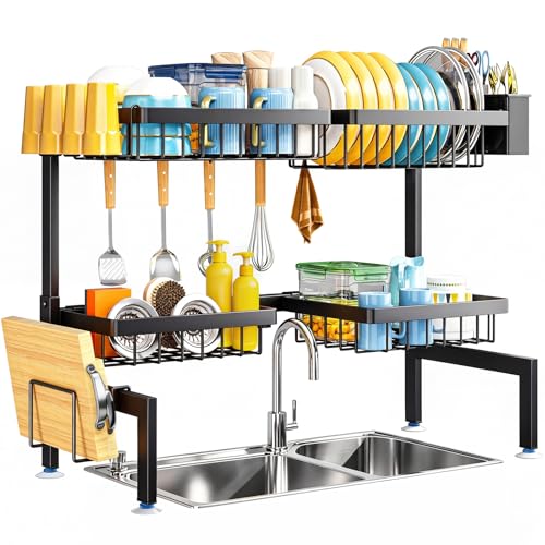 ARSTPEOE Large Over The Sink Dish Drying Rack 2 Tiers 4 Baskets