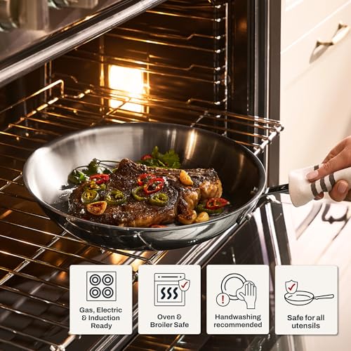 All-Clad D3® Stainless Steel 5 Piece Frypan Set- Made in USA- Includes 8", 10" and 12" Frying Pans With Lid - Professional Grade -Oven Safe & Induction Compatible