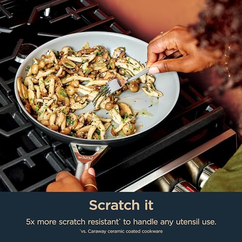 Ninja Ceramic Pro 10.25" Fry Pan, NonStick Pan, Nontoxic, PTFE Free, Ceramic Coated, Stainless Steel Handle, Stove & Oven Safe to 550°F, All Stovetops & Induction Compatible, Midnight Blue, CW30026MM