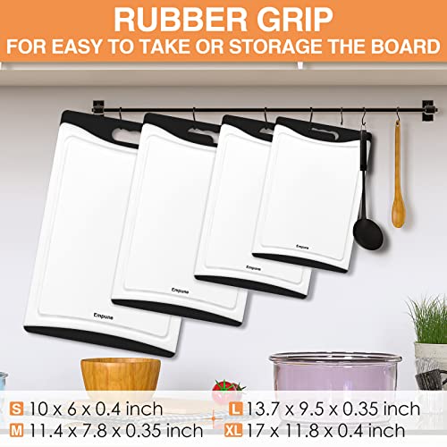 Empune Extra Large Cutting Boards, Plastic Cutting Boards for Kitchen (Set of 4) Cutting Board Set Dishwasher Safe Chopping Board with Juice Grooves Easy-Grip Handles, Black