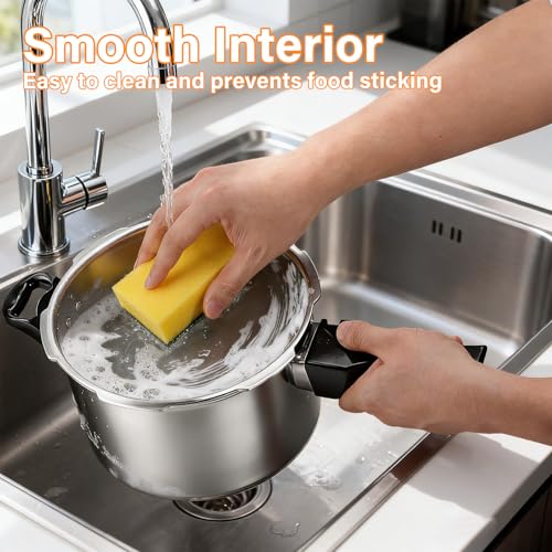 DOITOOL 4.2 Quart Aluminum Pressure Cooker Stovetop Fast Cooking Pot Pressure Canner Compatible for Induction Cookers and Gas Stoves, Silver (4L)
