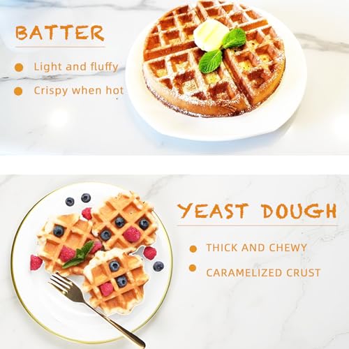 Hehinton® 110V 1300W Commercial Belgian Waffle Maker, 180 Degree Rotatable Waffle Baker Machine with 122-572℉ Temp Control, 0-5min Timer, φ7"X1.2" Thick Non-Stick Dough/Batter Round Waffle Maker