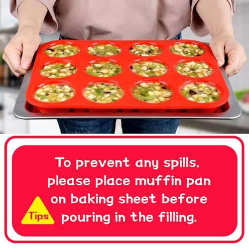 CAKETIME 12 Cups Silicone Muffin Pan - Nonstick Cupcake Pan 1 Pack Regular Size Silicone Mold for Baking