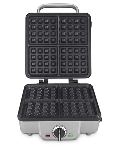 Cuisinart Belgian Waffle Maker with Pancake, Nonstick Plates, 6 Browning Levels, Ready Indicator Lights, Temperature Control, Deep Waffle Pockets, Brushed Stainless, WAF-300NAS