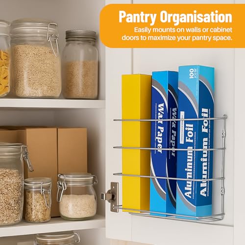 Evelots Kitchen Wrap & Food Bag Organizer Basket, Wall or Cabinet Door Mount, 2-Pack - White