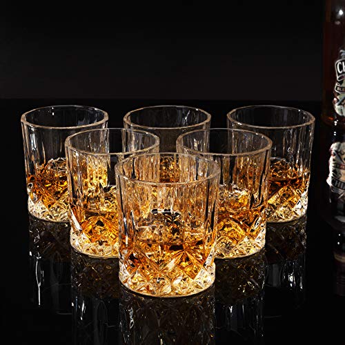 KANARS Whiskey Glasses Set of 6 with Elegant Gift Box,10 Oz Premium Old Fashioned Crystal Glass Tumbler for Liquor, Scotch, Cocktail or Bourbon Drinking, Gifts for Birthday Thanksgiving Father's Day